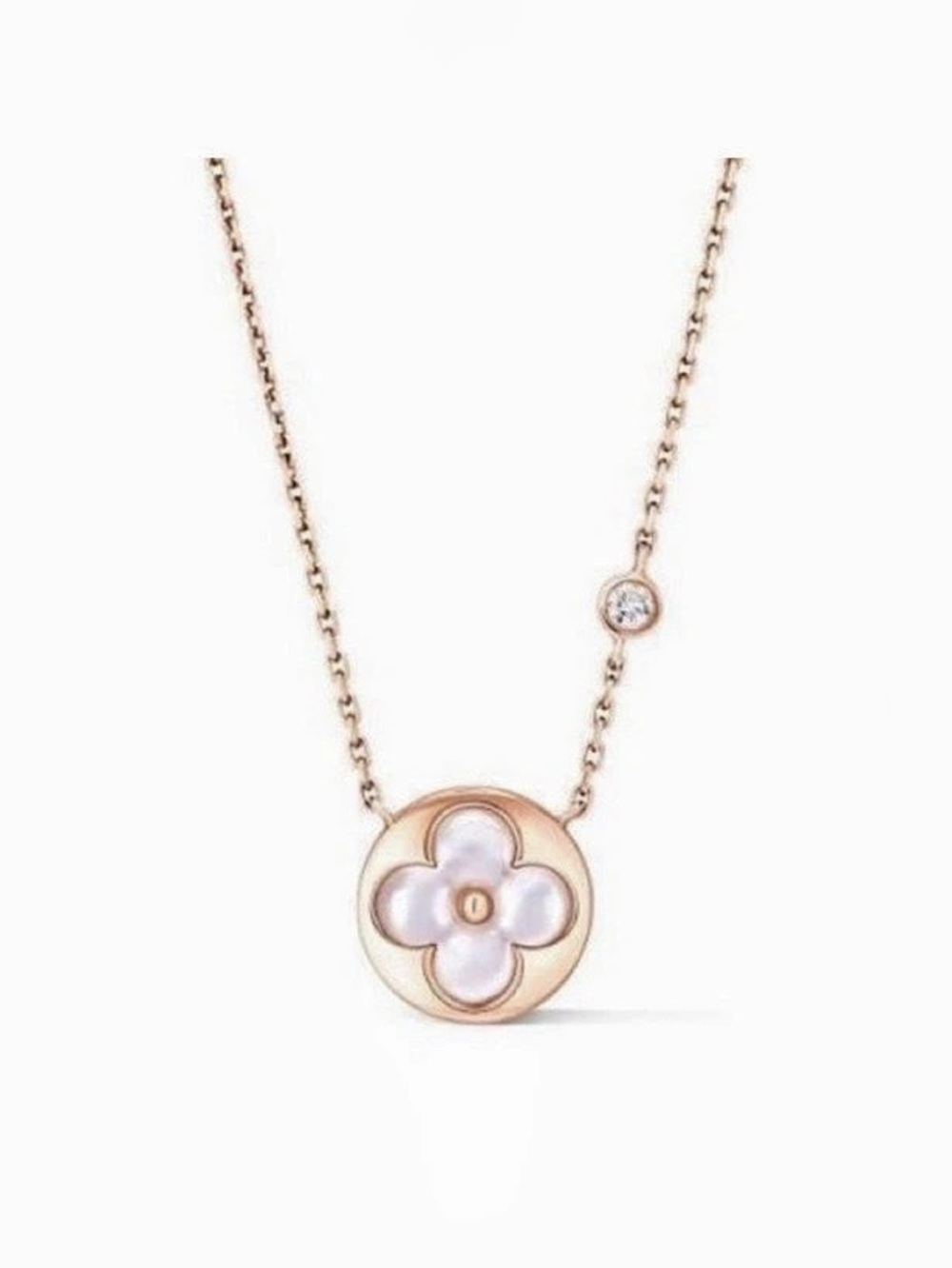 Floral Pendant Necklace in Pink & Gold